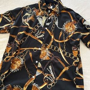 Women’s Black and Gold Patterned Shirt